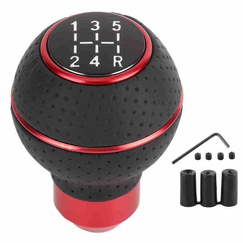 NDNCZDHC 5 Speed Gear Shift Knob Stick Aluminium Alloy and Leather Manual Automobiles Accessory (C (red)) von NDNCZDHC