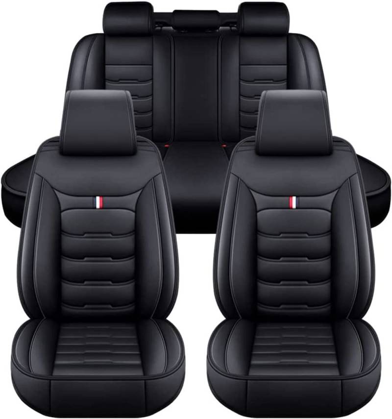 NEEDBUY Auto Sitzbezüge für Citroen C5 Aircross 2017-2022 2023 5-Sitze PU Leder Vorne und Hinten Autositzbezüge Zubehör,Black-Standard_Set von NEEDBUY