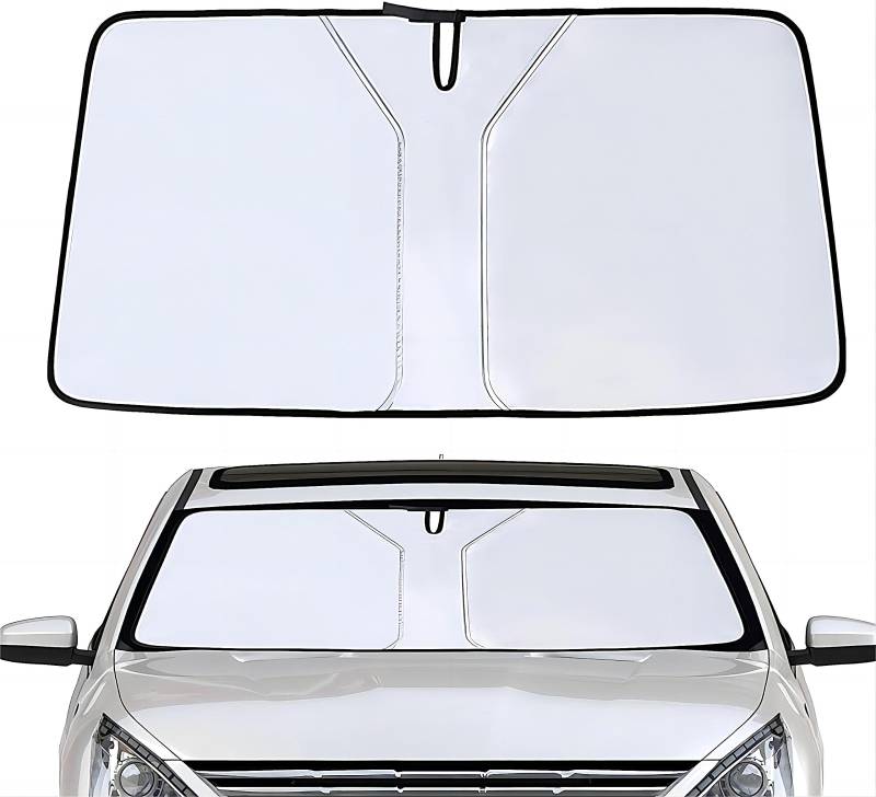 Sonnenschutz Auto Frontscheibe für Skoda Fabia 2014-2023, Faltbare Windschutzscheibe Car Sun Shades Sonne UV Staub Wasserbeständig Auto Zubehör,Silver von NEFLUM