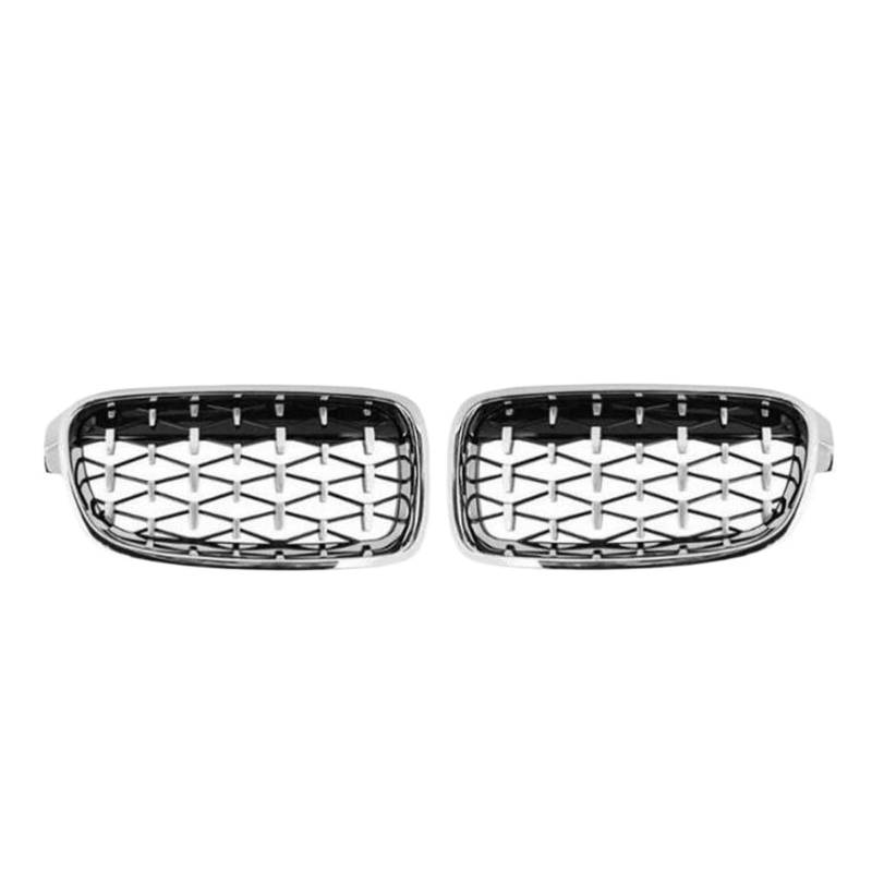 NEGRO Auto-Frontgrills, passend for 3er F30 F31 F35 320i 320d 325i 2012–2017 Sport Grill Star Frontstoßstangengitter(Silver) von NEGRO