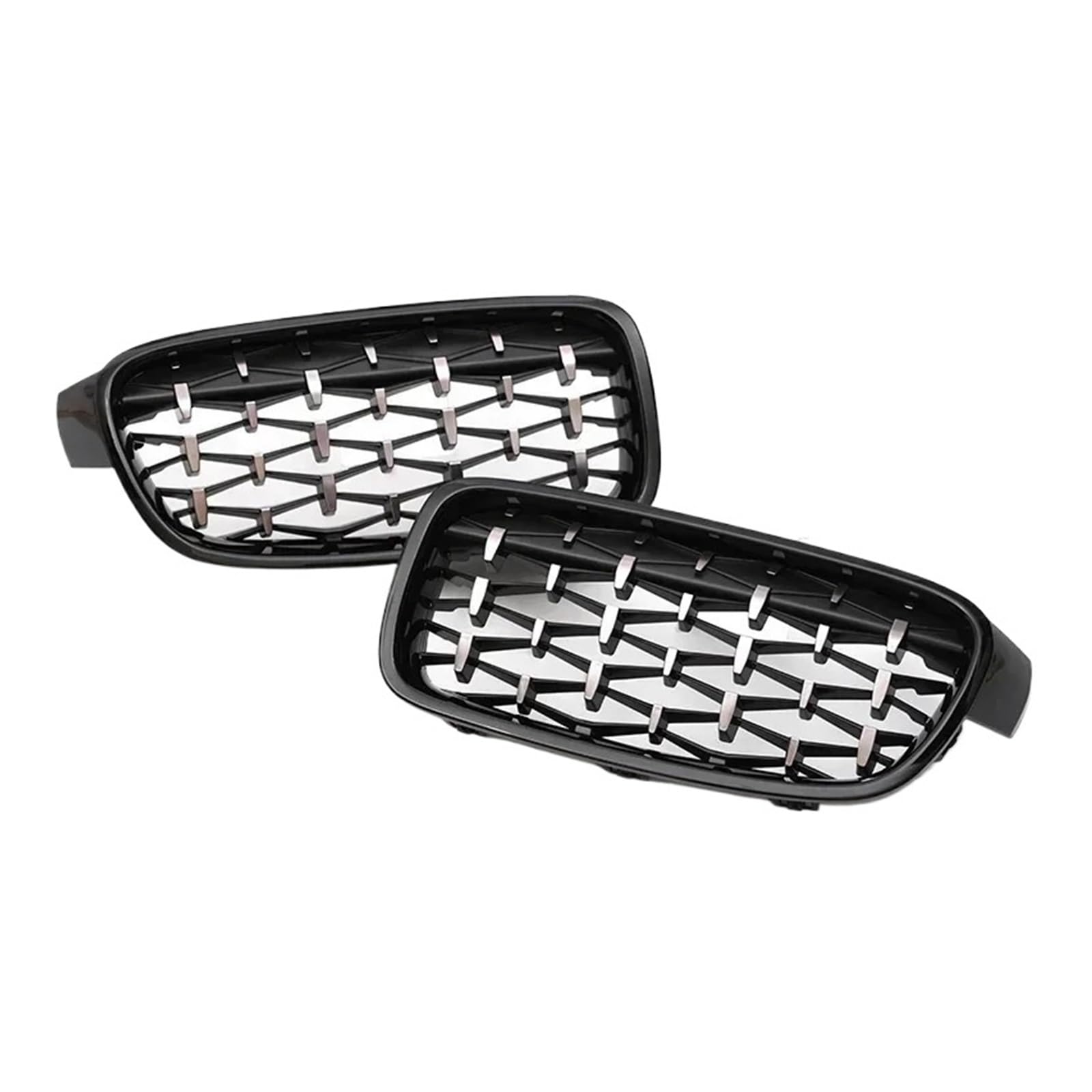 NEGRO Auto-Frontstoßstangengitter, passend for 3er-Serie, F30 F35 F31 2012–2019, Ersatz-Renngitter im Stern-Diamant-Stil Frontstoßstangengitter(Black and Silver) von NEGRO