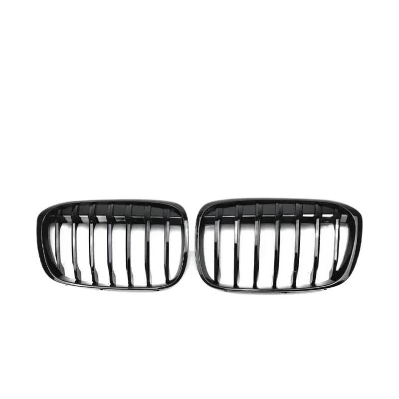 NEGRO Auto-Frontstoßstangengitter, passend for X1 F48 F49 2016–2020, XDrive Racing Grills, M-Style-Zubehör Frontstoßstangengitter(Single Gloss Black) von NEGRO