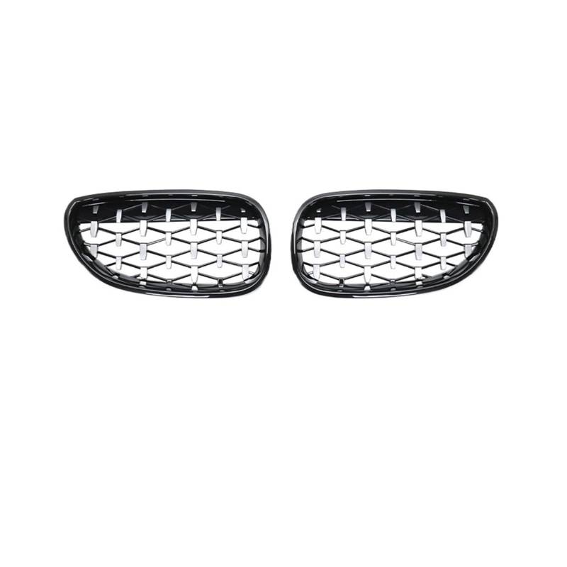 NEGRO Frontstoßstangengrill, passend for 5er E60 M5 E61 520i 545i 550i 535i 2004–2009, Motorhaubengitter, Doppelliniengrill, Autozubehör Frontstoßstangengitter(Black and Silvery) von NEGRO