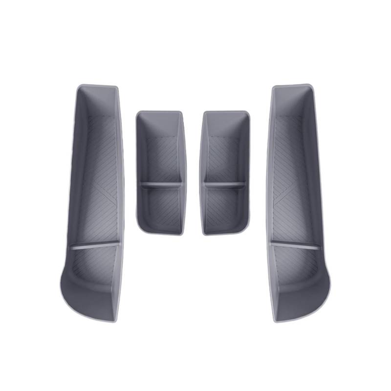 NEGRO Türseitige Aufbewahrungsbox, passend for Tesla, Modell S 2023 2024, TPE-Türgriff-Organizer vorne und hinten, for Aufräumen von Autozubehör Autotürfach Organizer(NEW MS 4PCS GREY) von NEGRO