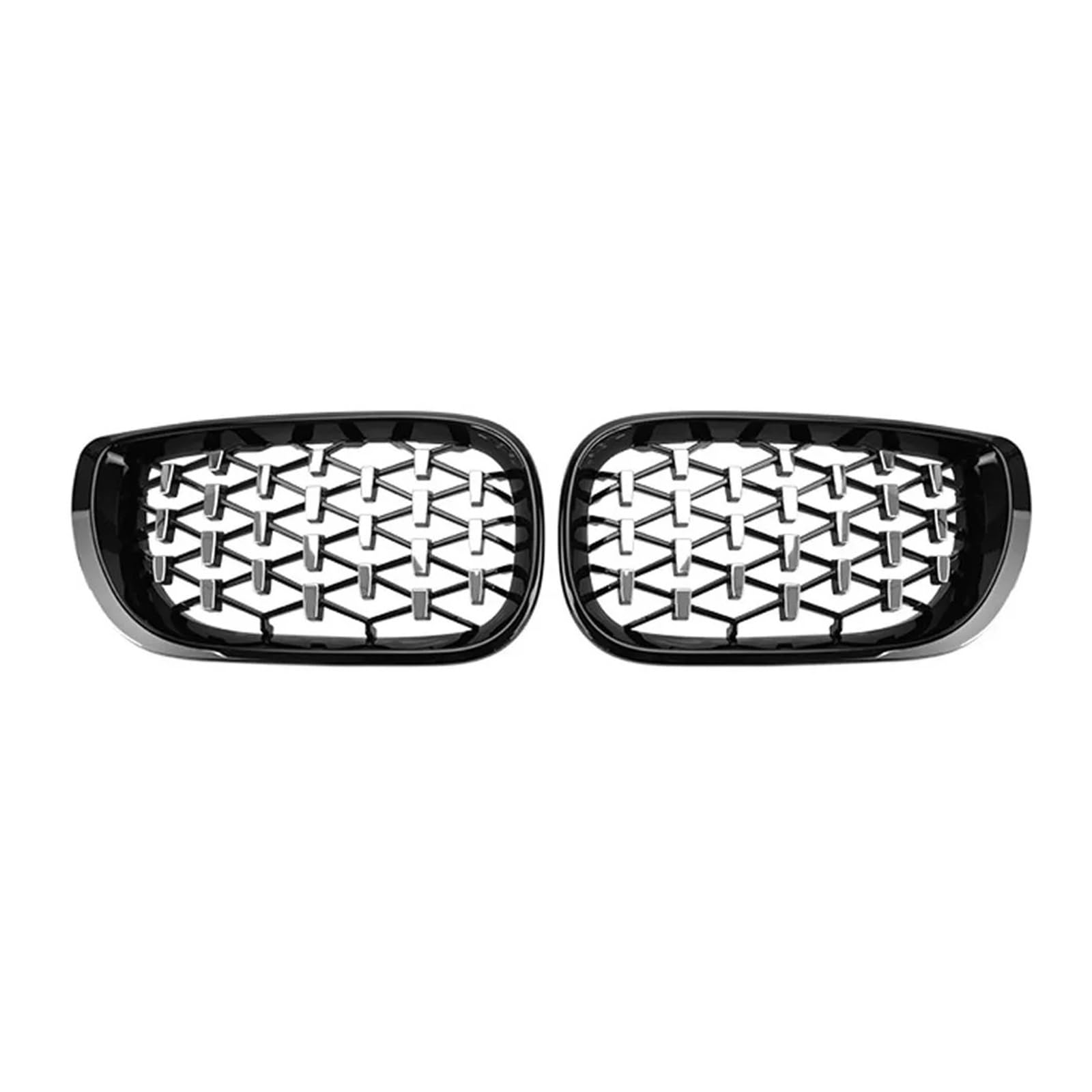 NEGRO Vorderer Mittelgrill, passend for E46 Limousine 4 Türen 3er Serie 2002–2005, breiter Hauben-Diamantgrill Frontstoßstangengitter(Black silver) von NEGRO