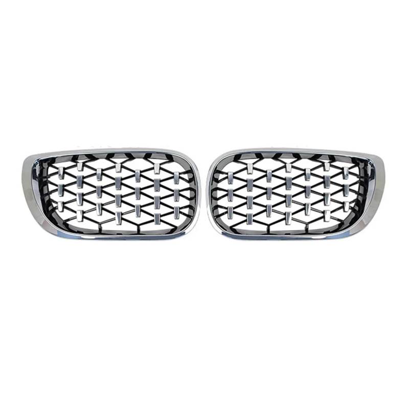 NEGRO Vorderer Mittelgrill, passend for E46 Limousine 4 Türen 3er Serie 2002–2005, breiter Hauben-Diamantgrill Frontstoßstangengitter(Silver) von NEGRO