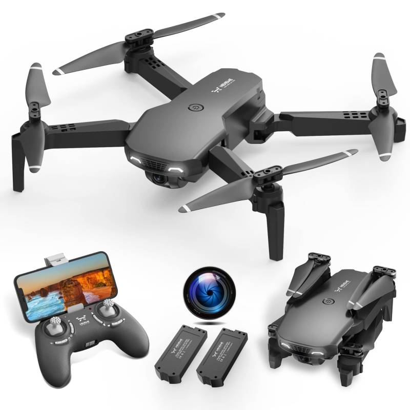 NEHEME NH525 Drohne mit Kamera 1080P für Kinder, Faltbare Drohne mit 2 Akku Lange Flugzeit, Live Übertragung, Spielzeug Drohne App Steuerung, Höhenhaltung, Kopflose Modus, RC Mini Drone für Anfänger von NEHEME