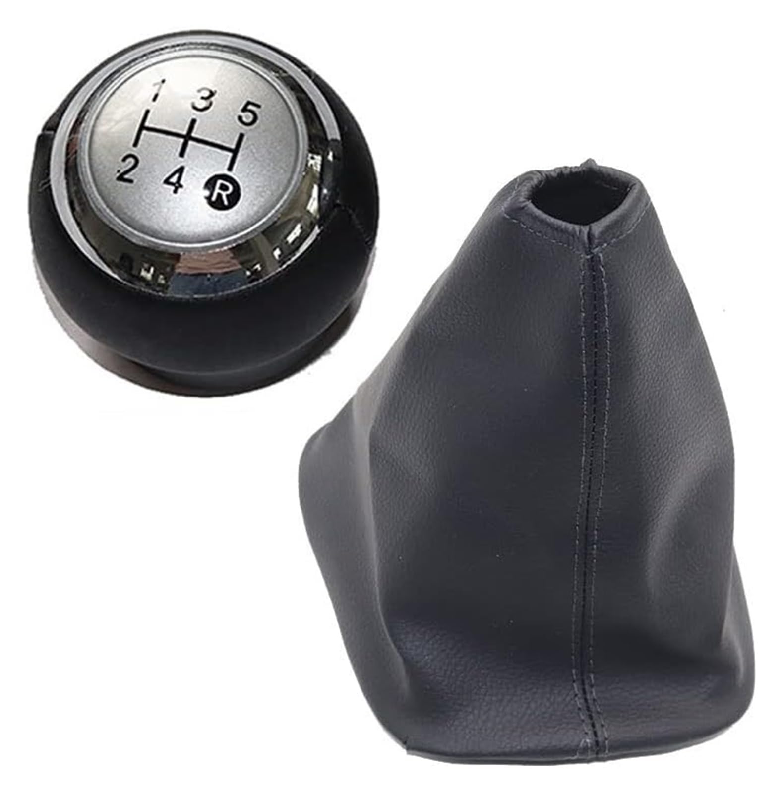 Für T&oyota Für Corolla Für Verso II Von 2004-5/6 Geschwindigkeit Leder Manuelle Schaltknauf Shifter Hebel Griff Stick Boot Abdeckung Auto Schaltknäufe(5 Speed Silver Pair) von NEIGHBOBHOOD