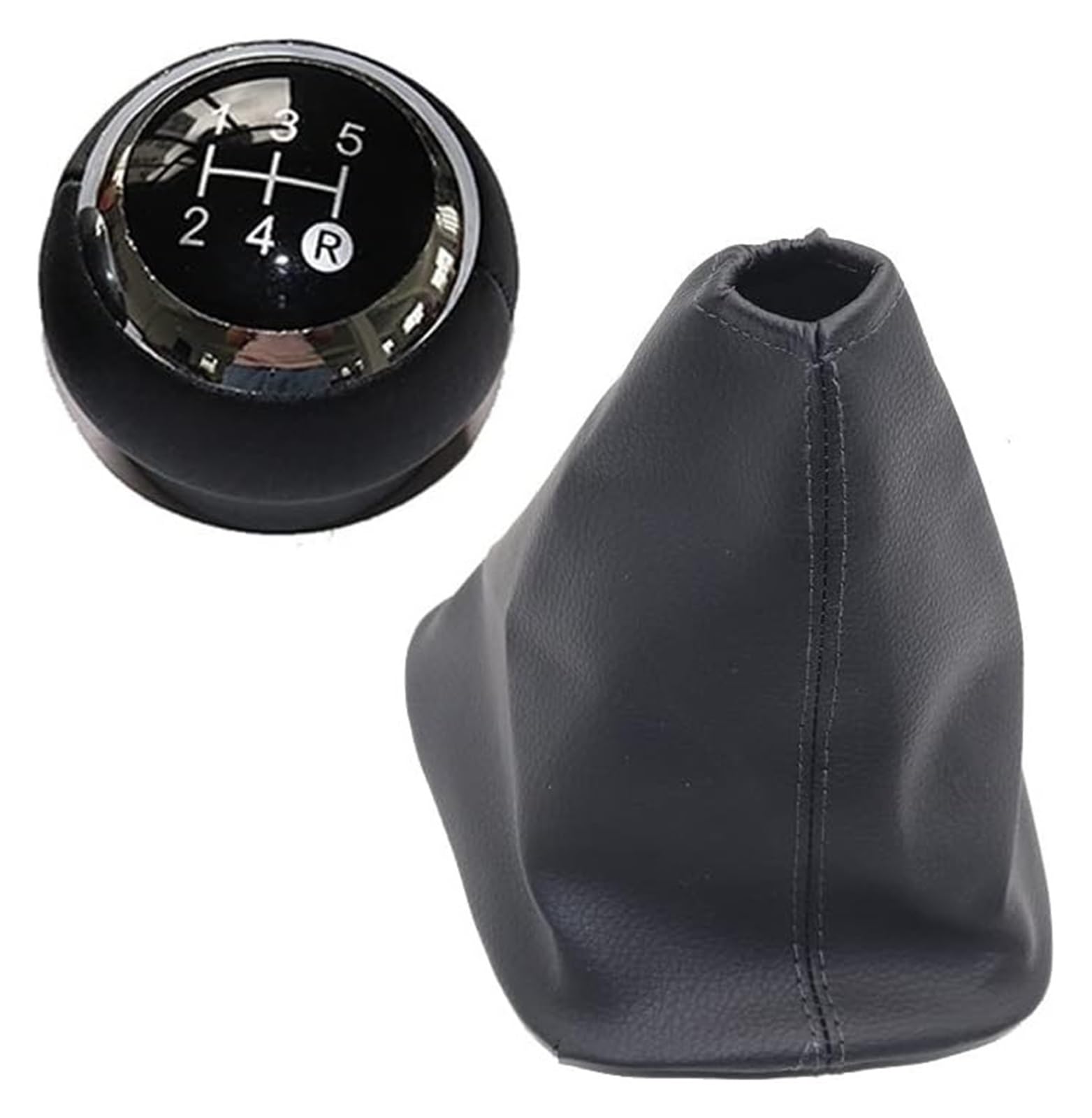 Für T&oyota Für Corolla Für Verso II Von 2004-5/6 Geschwindigkeit Leder Manuelle Schaltknauf Shifter Hebel Griff Stick Boot Abdeckung Auto Schaltknäufe(6 Speed Black Pair) von NEIGHBOBHOOD