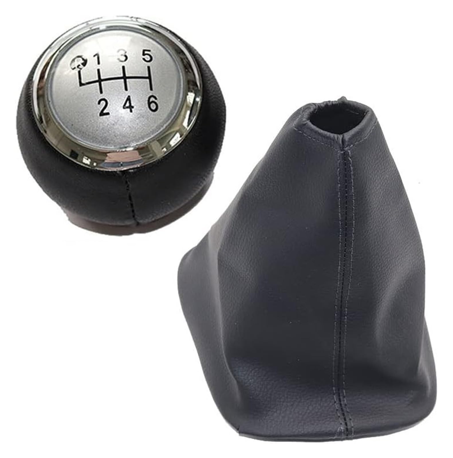 Für T&oyota Für Corolla Für Verso II Von 2004-5/6 Geschwindigkeit Leder Manuelle Schaltknauf Shifter Hebel Griff Stick Boot Abdeckung Auto Schaltknäufe(6 Speed Silver Pair) von NEIGHBOBHOOD