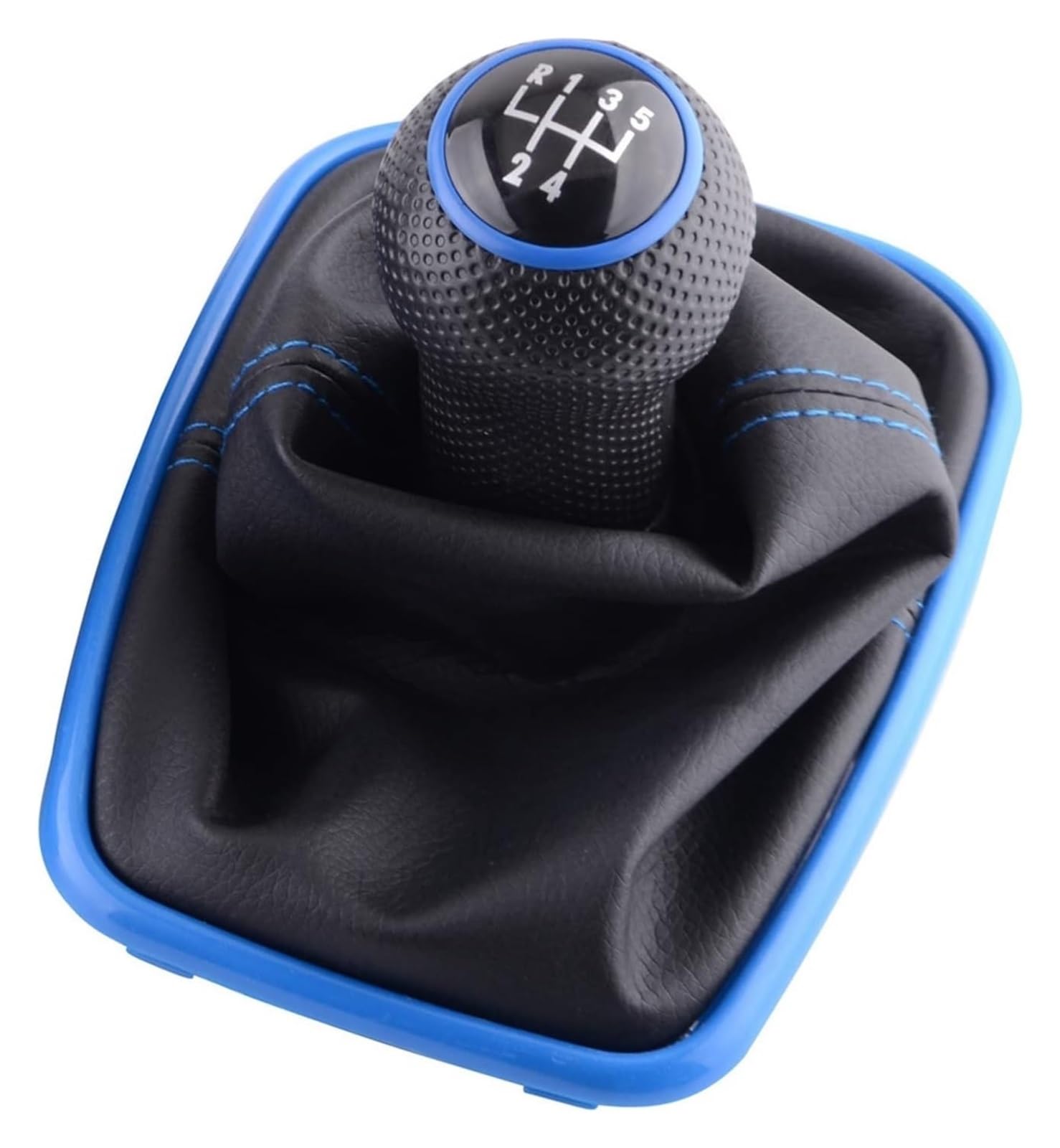 Für VW Für G&olf 4 IV MK4 GTI R32 Für B&ORA Für J&etta MT 5 Geschwindigkeit Schaltknauf Hebel Shifter Gaitor Boot PU Leder Auto Schaltknäufe(Blau) von NEIGHBOBHOOD