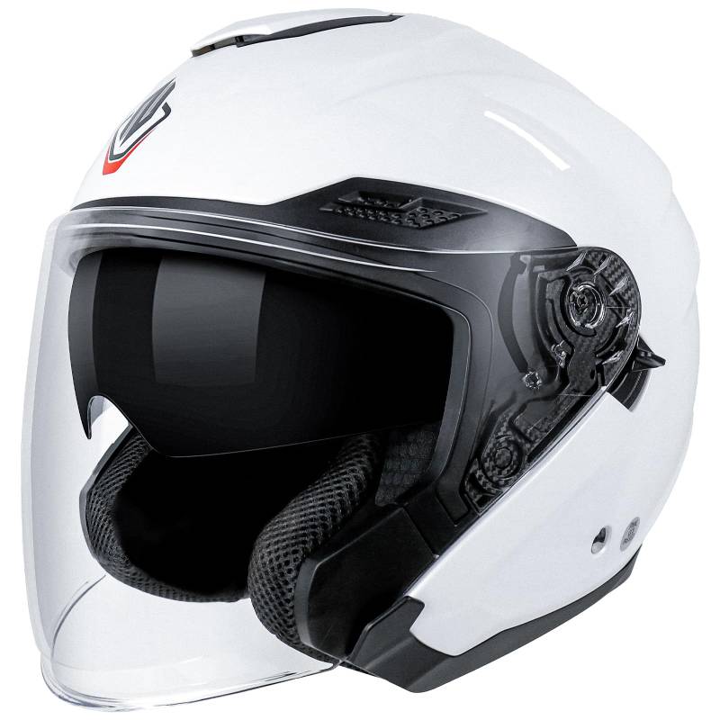 NENKI Jethelme Halbhelme Rollerhelm Sturzhelm Chopper Helm,Motorradhelm ECE 22.06 mit Doppelvisier Sonnenblende für Damen Herren Erwachsene von NENKI