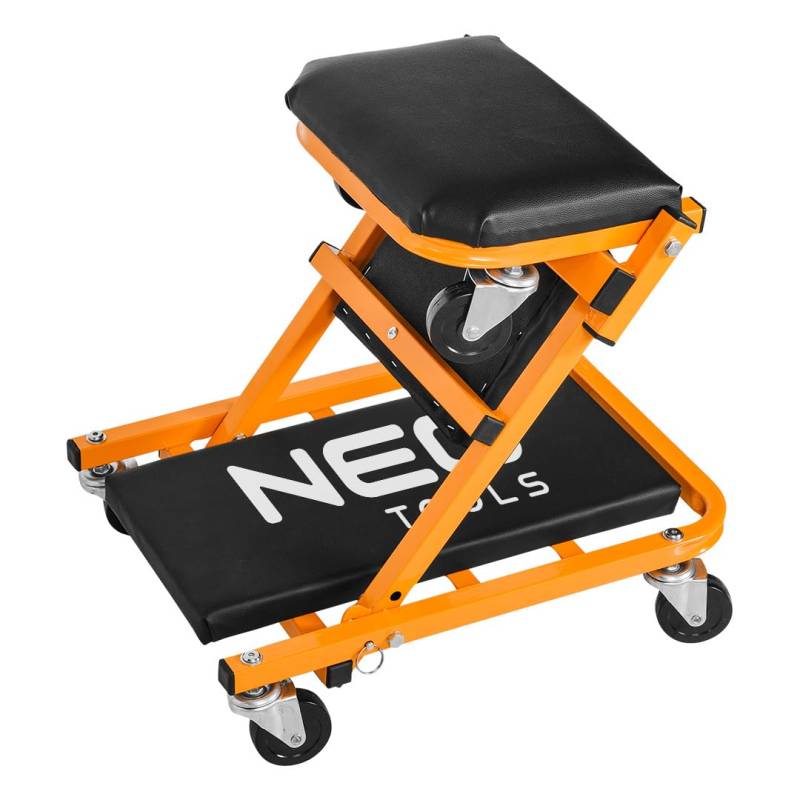 NEO TOOLS 2in1 KFZ Werkstatt Rollbrett Montagerollbrett Werkstatthocker Montageliege bis 150kg Montagerollbrett Werkstatt-Liegewagen | Rollsitz | Sitz- und Liegefunktion von NEO TOOLS