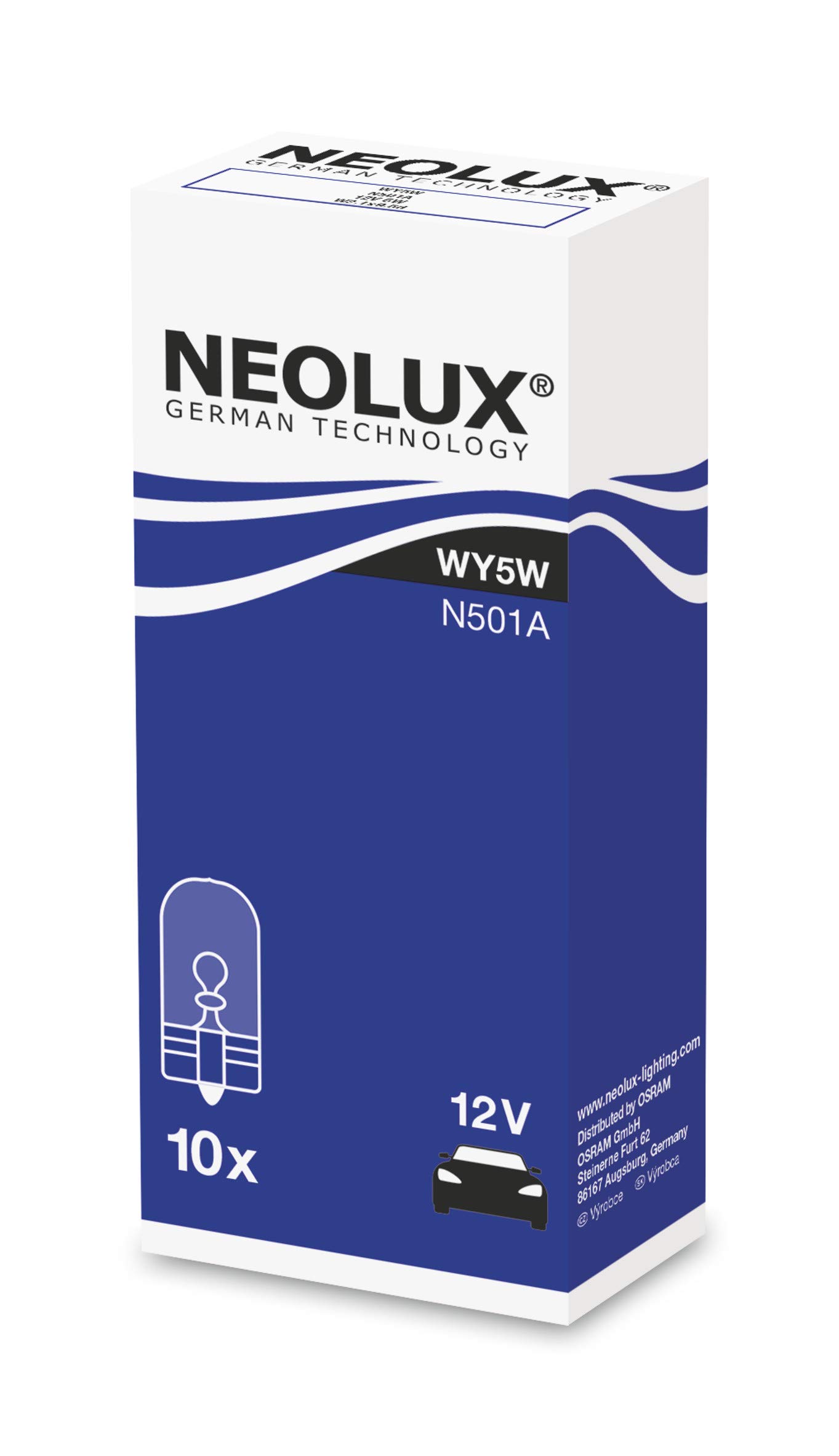 Neolux Standard WY5W, Signalleuchte für Autos und Motorräder, N501A, 12 V, 5 W, 10 Stück von NEOLUX