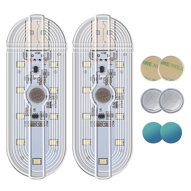 2 Stück Auto Led Innenbeleuchtung,Magnetisch LED USB Touch Licht RGB Einstellbar Innenraum Ambientebeleuchtung für Auto Wiederaufladbaren Mobilen Zubehör Innenraum Auto Nachtlicht Neu 2023Weißes Licht von NEOVSUNY