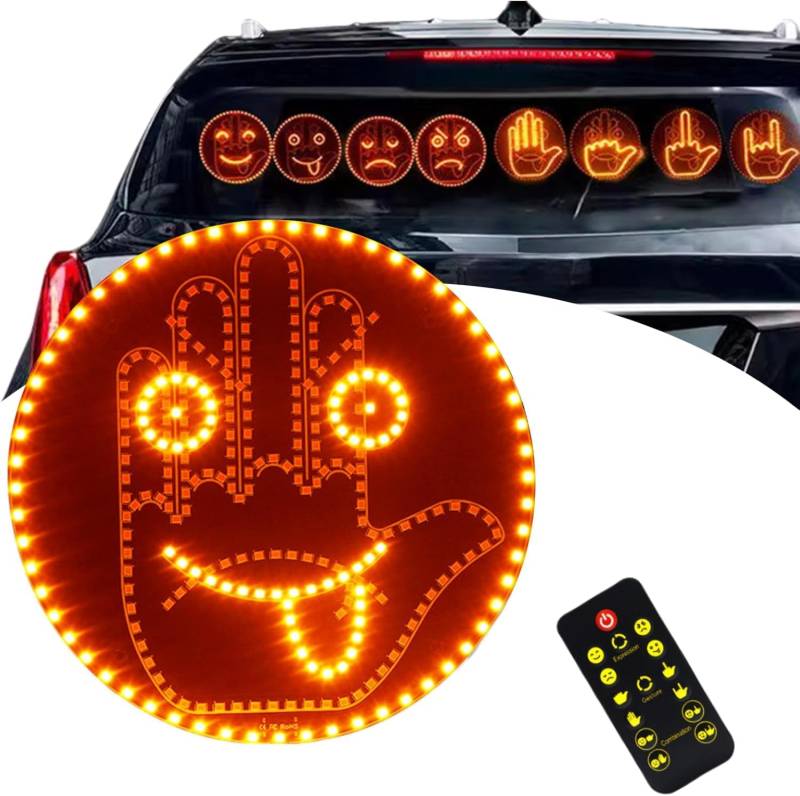 Auto Finger Licht und Ausdruck Zeichen Licht mit Fernbedienung, Auto Geste Licht, 2 in 1 Auto Ausdruck Geste Lichter, Lustiges Gest LED Licht Led Hand Auto LED Schilder, Autozubehör für Männer Frauen von NEOVSUNY