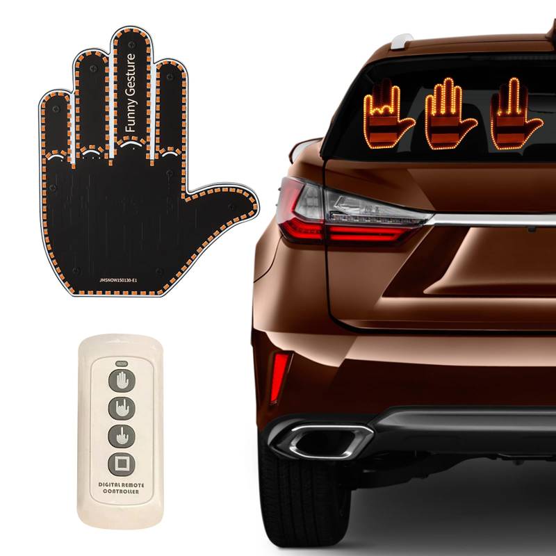 Fingerlicht Auto, Lustiges licht für Auto, LED Auto Finger Licht Hand Geste Zeichen mit Fernbedienung, Lustiges Gest LED Licht, Led Hand Auto LED Schilder, Auto Fenster Zubehör für Männer Frauen von NEOVSUNY