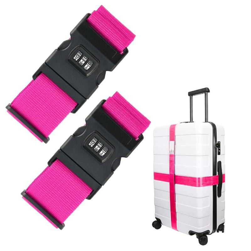 Koffergurt, 2 Stück Kofferband Gurt Auffällig Bunt Koffergurten Gepäckgurt Koffer Personalisiert Gepäckband Luggage Strap mit Kofferanhänger für Reisezubehör von NEUSID