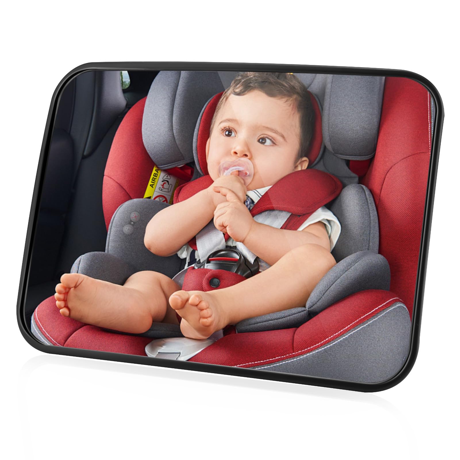 NEUTYPECHIC Spiegel Auto Baby Rückbank, Autospiegel Baby Rücksitz Bruchsicherer für Allerlei Kopfstützen, Groß Vision Baby Autospiegel Verstellbare Elastische für Kindersitz und Babyschale, Schwarz von NEUTYPECHIC