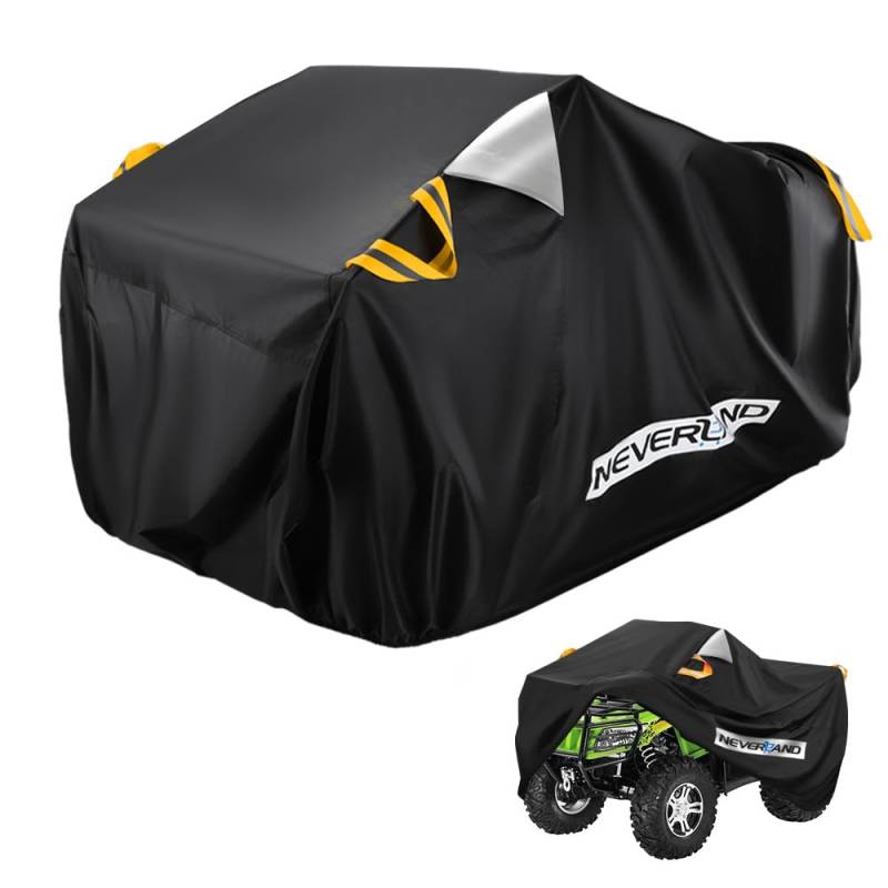 Abdeckplane für Quad Wasserdicht NEVERLAND Quad Abdeckplane ATV Fahrzeug Quad Abdeckung Schutz Cover 210D Oxford Stoff mit Reflektierende Streifen Winterfest Staub Regen UV-Schutz 256x110x120cm von NEVERLAND