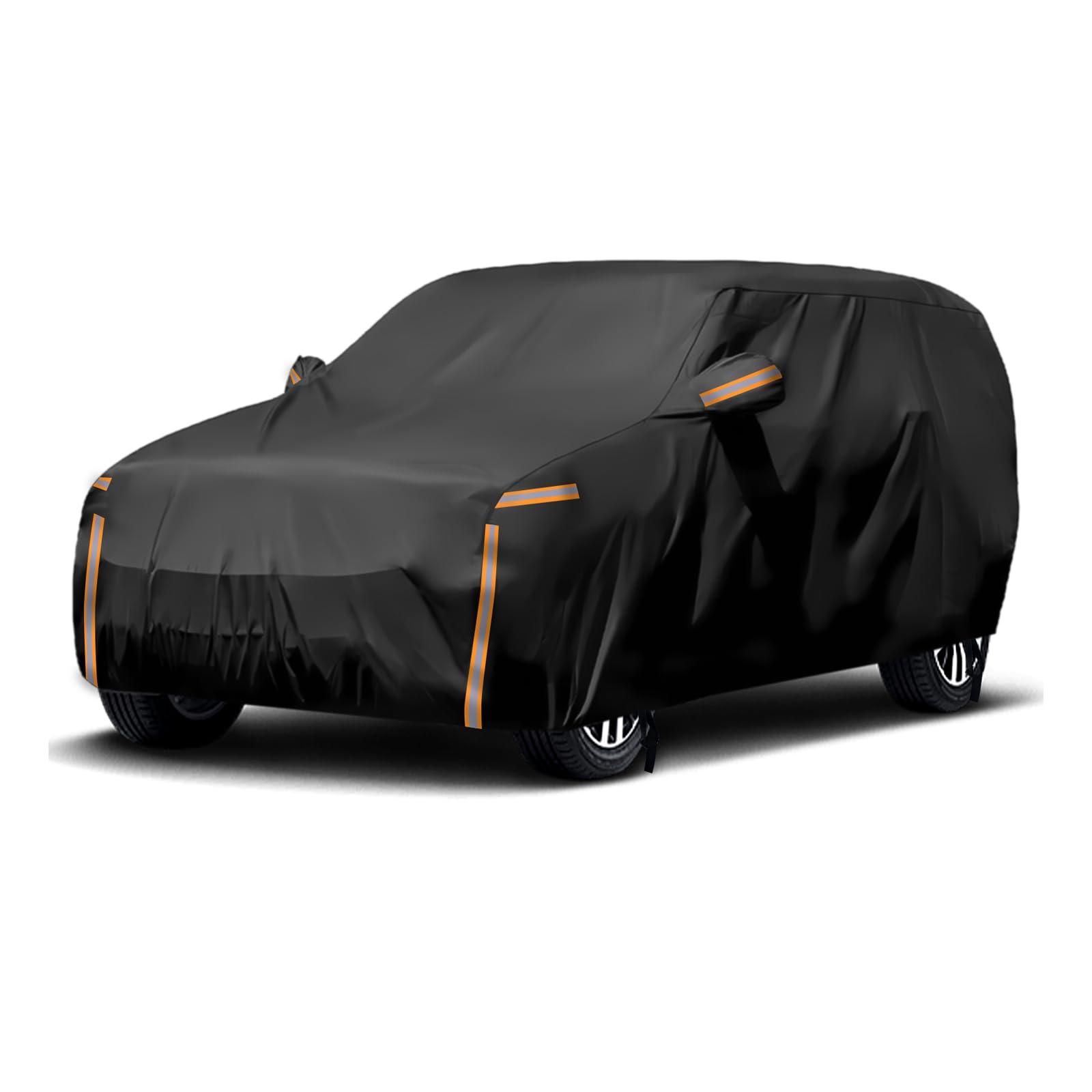 Auto Abdeckplane, NEVERLAND Autoabdeckung Outdoor Autoplane Wasserdicht Auto Garage Winter Auto Vollgarage Autohülle mit Orange Reflexionsdesign Car Cover 210D Oxford XL 510 * 200 * 180cm von NEVERLAND