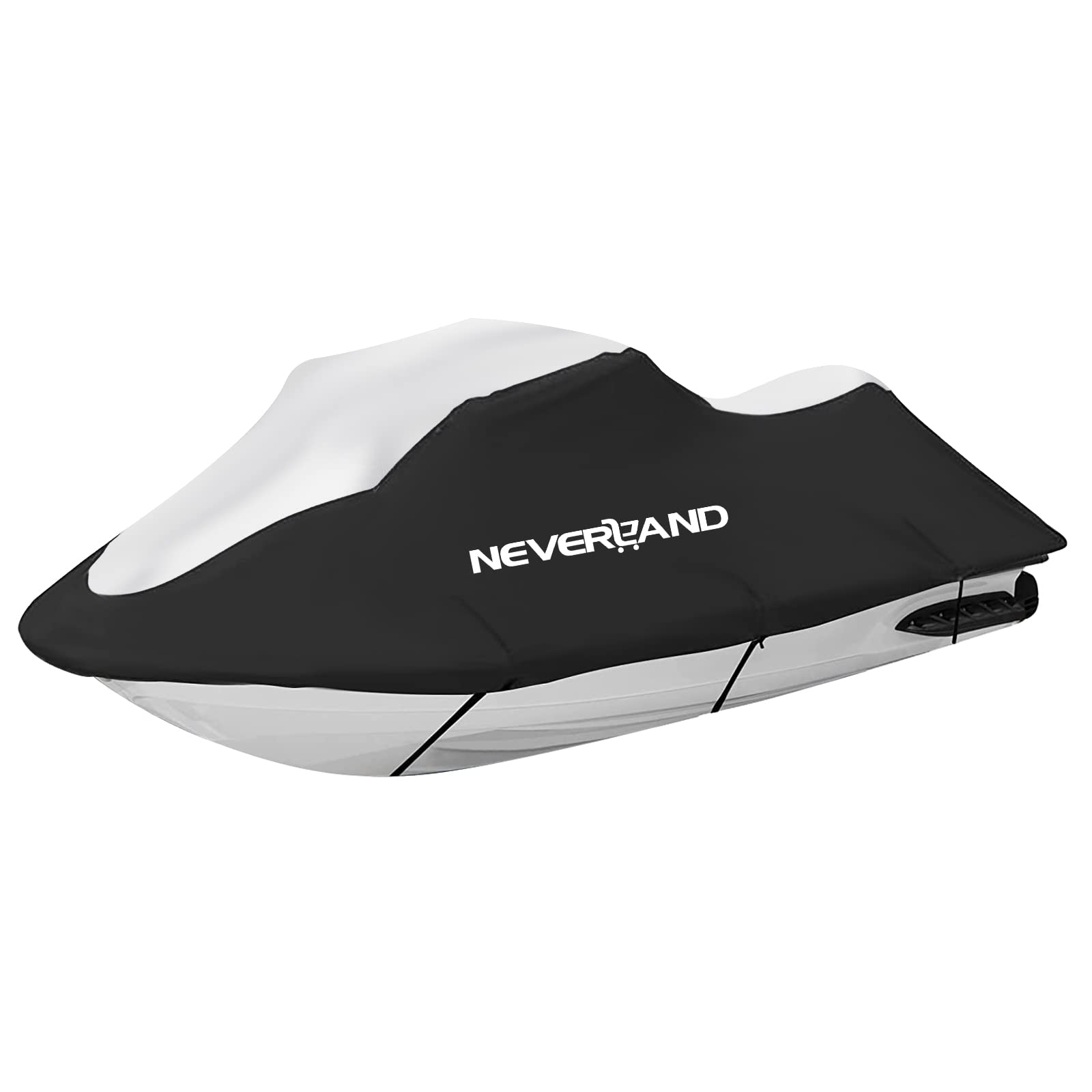 Jet Ski Bootsabdeckung Neverland 210D Bootspersenning Jet Ski Cover wasserdichte Motorbootabdeckung Bootsabdeckplane Bootsplane für Motorboote Schwarz + Silber von NEVERLAND