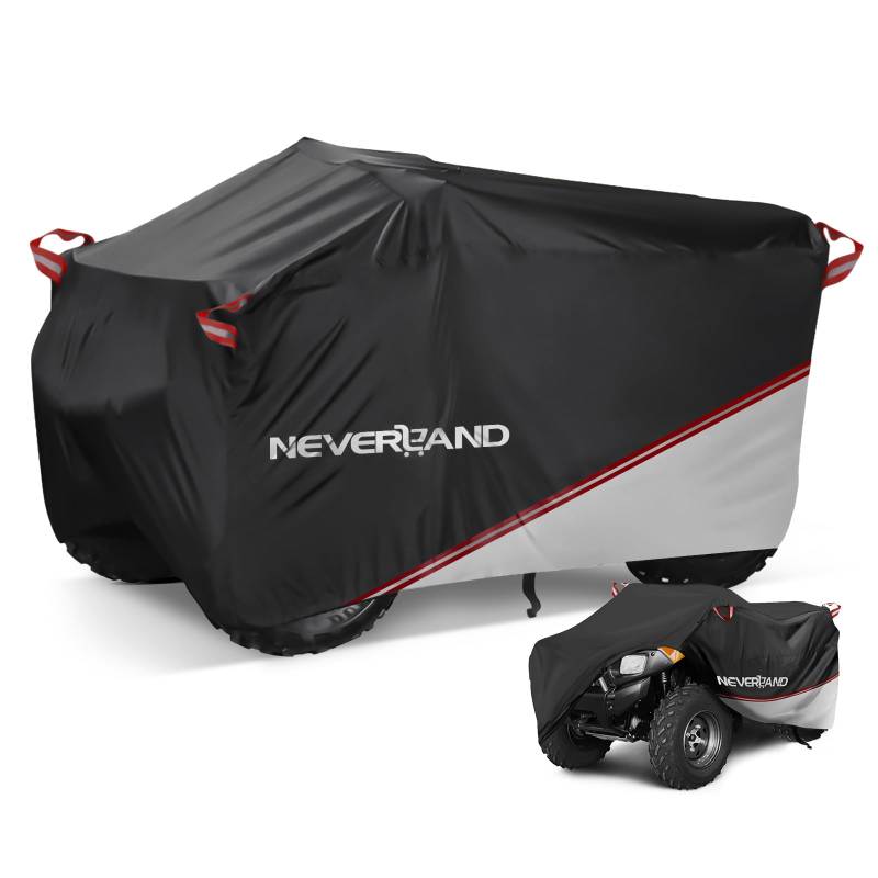 Neverland Quad Abdeckplane ATV Abdeckung,Wasserdicht Innen und Außen Verwendbar Abdeckung für Quad Cover Schnalle Schneesicher Staubdicht Quadplane Schwarze und Silberne Spleiße 210 * 120 * 115cm von NEVERLAND