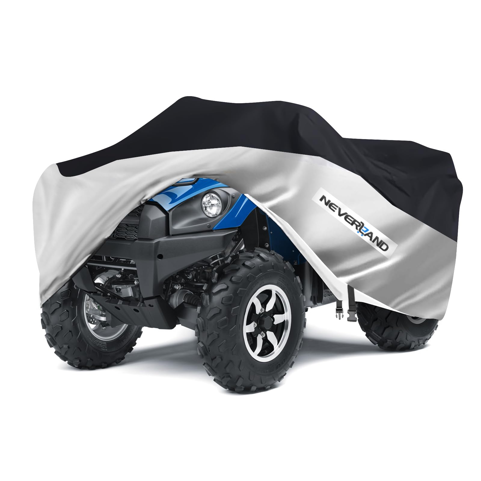 Quad ATV Abdeckplane, NEVERLAND Abdeckung Wasserdicht Quad Abdeckung für Quad Cover Winddichte Hagelsicher Staubdicht Fahrzeug Abdeckung Schutz Cover Silber & Schwarz XL 210 * 120 * 115cm von NEVERLAND