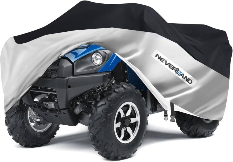 NEVERLAND Quad ATV Abdeckplane Abdeckung - Wasserdicht Quad Abdeckung für Quad Cover Winddichte Hagelsicher Staubdicht Fahrzeug Abdeckung Schutz Cover Silber & Schwarz XXXL 256 * 110 * 120cm von NEVERLAND