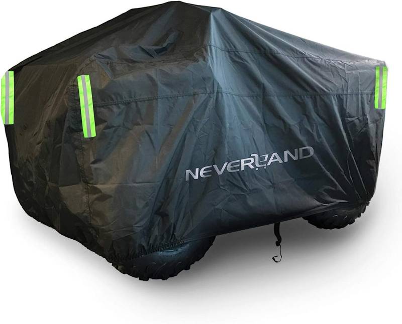 NEVERLAND ATV Abdeckplane Quad Abdeckplane Quad Abdeckung Fahrzeug Schutz Cover 300D Oxford Stoff mit Reflektierende Streifen und Gummibänder Winterfest Staub Regen UV-Schutz 256 x 110 x 120 cm von NEVERLAND