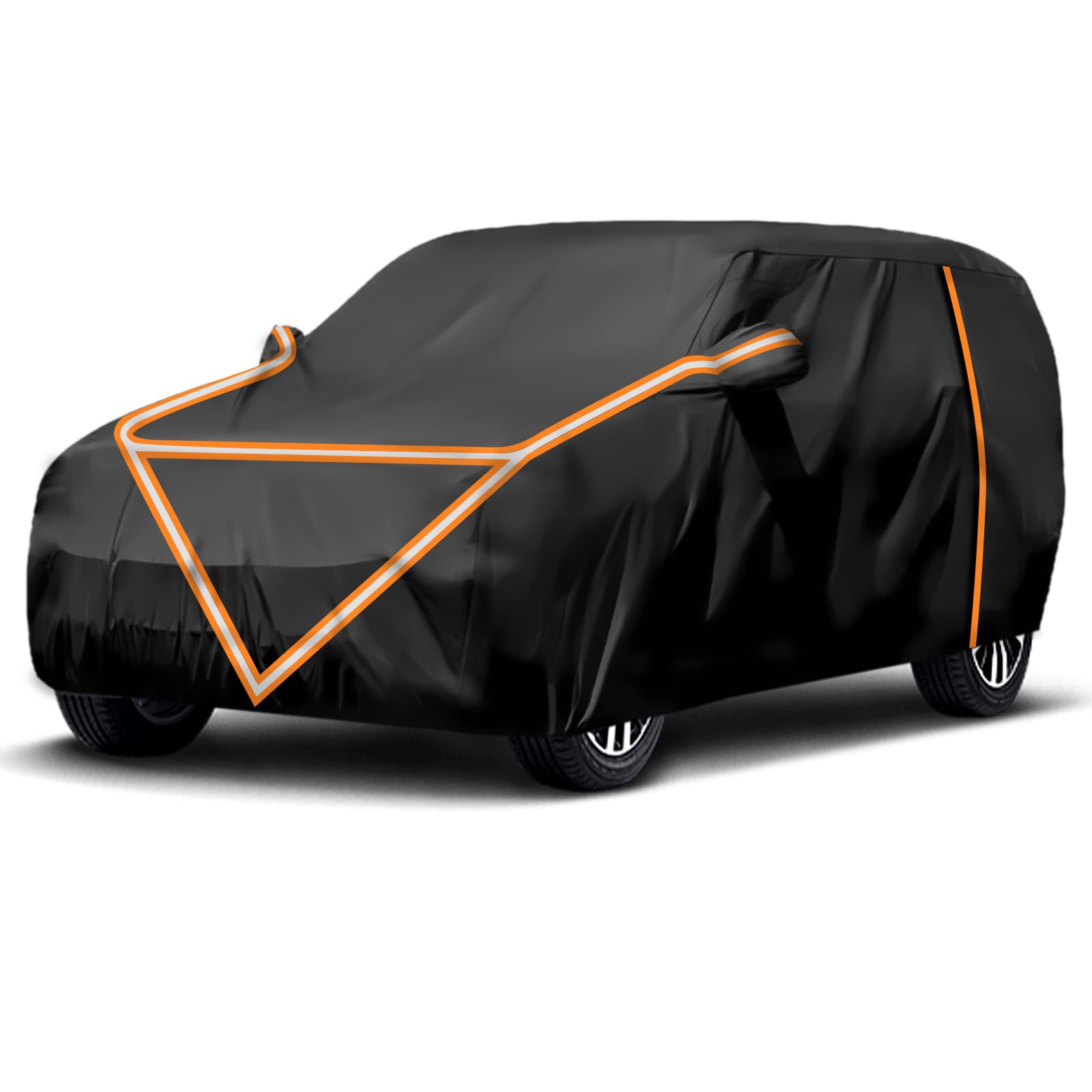 XL Auto Abdeckplane SUV, NEVERLAND Autoabdeckung Outdoor mit Türreißverschluss Autoplane Auto Garage mit Reflexionsdesign Car Cover Autoabdeckung Winter Auto Vollgarage Autohülle 510 * 200 * 180cm von NEVERLAND