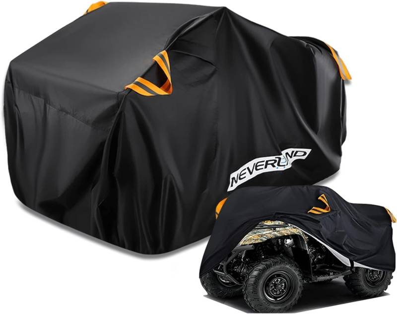 NEVERLAND XL Quad ATV Abdeckplane NEVERLAND Fahrzeug Abdeckung Schutz Cover 190T 210*120*115cm Phosphoreszierend Schmutzabweisend Winterfest Staubdicht Regen UV-Schutz Schwarz von NEVERLAND