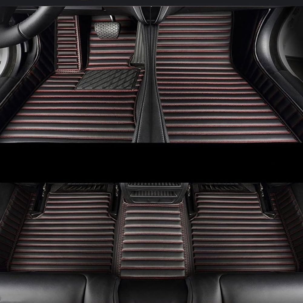 Auto FußMatten Leder für I3 2022 2023, Anti-Rutsch Allwetter Automatten Vorne Hinten Wasserdicht Bodenmatte Innenraum ZubehöR,C/Black-Red von NFAHBAQA