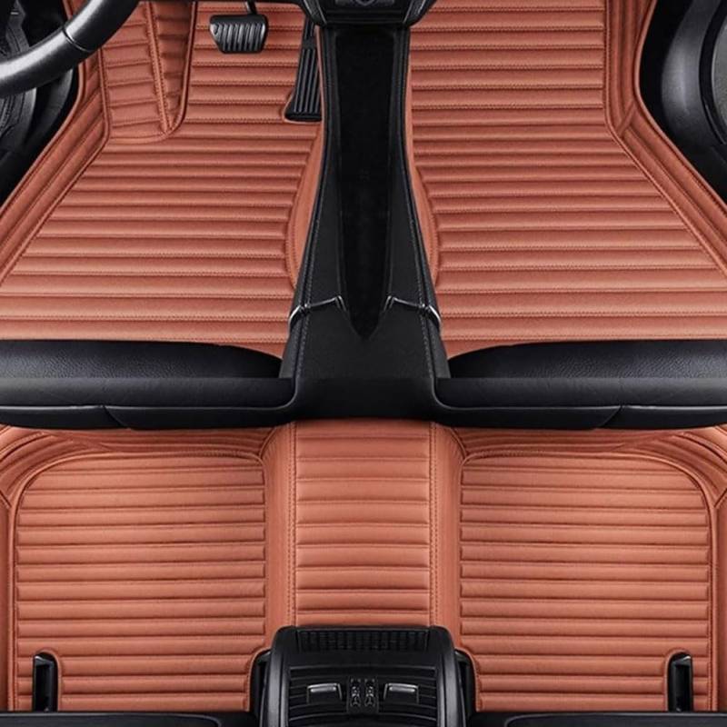 Auto FußMatten Leder für V-OLVO S90 2016-2023, Anti-Rutsch Allwetter Automatten Vorne Hinten Wasserdicht Bodenmatte Innenraum ZubehöR,D/Orange von NFAHBAQA