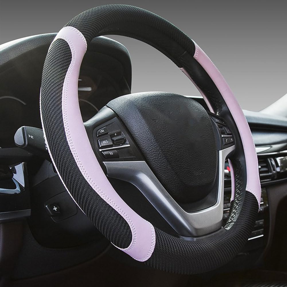Lenkradbezug Auto für Hyundai Kona EV 2019-2024 Luxus, Lenkradschutz Auto 37-38cm, Universal Lenkrad Abdeckung Anti Rutsch Mode Autozubehör,Purple-Mesh cloth von NFAHBAQA