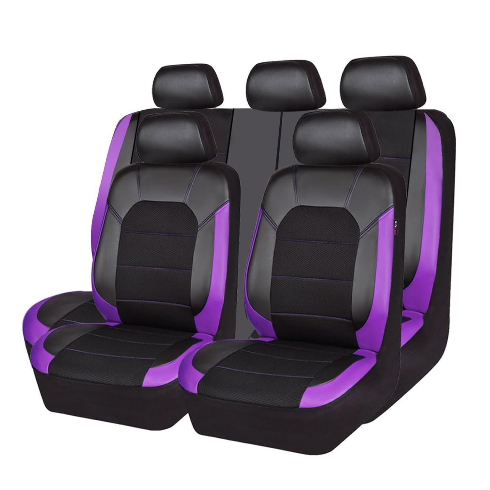 NFNFFC 9 Stück Sitzbezüge Auto für Kia Soul Sportage Sorento Spectra Spectra5 2000-2022 2023 2024, Leder Komfortabel Wasserdicht Sitzbezug Auto Sitzschoner Zubehör,Purple von NFNFFC