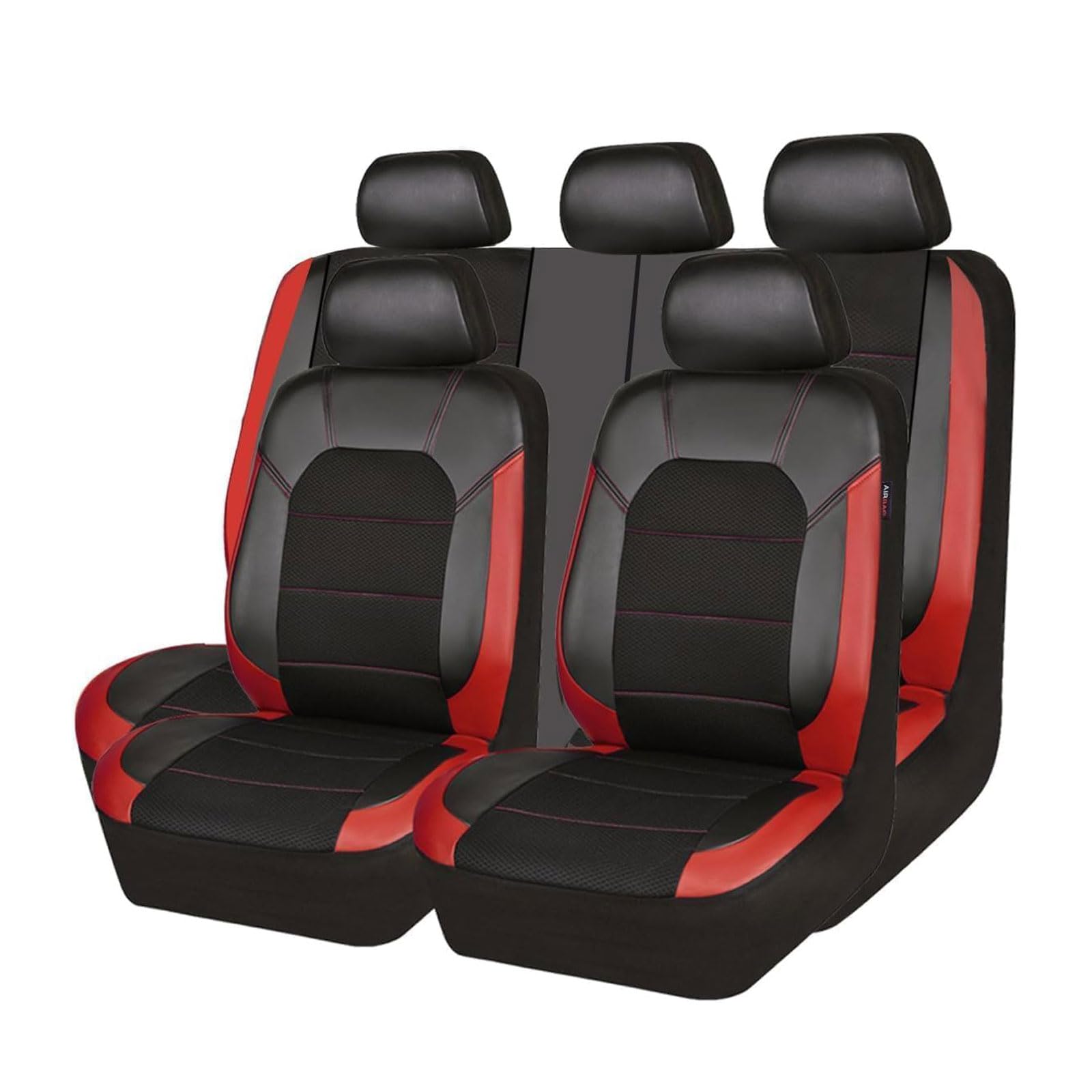 NFNFFC 9 Stück Sitzbezüge Auto für Land Rover Range Rove 5seats (L405) 2013 2014 2015 2016 2017, Leder Komfortabel Wasserdicht Sitzbezug Auto Sitzschoner Zubehör,Red von NFNFFC