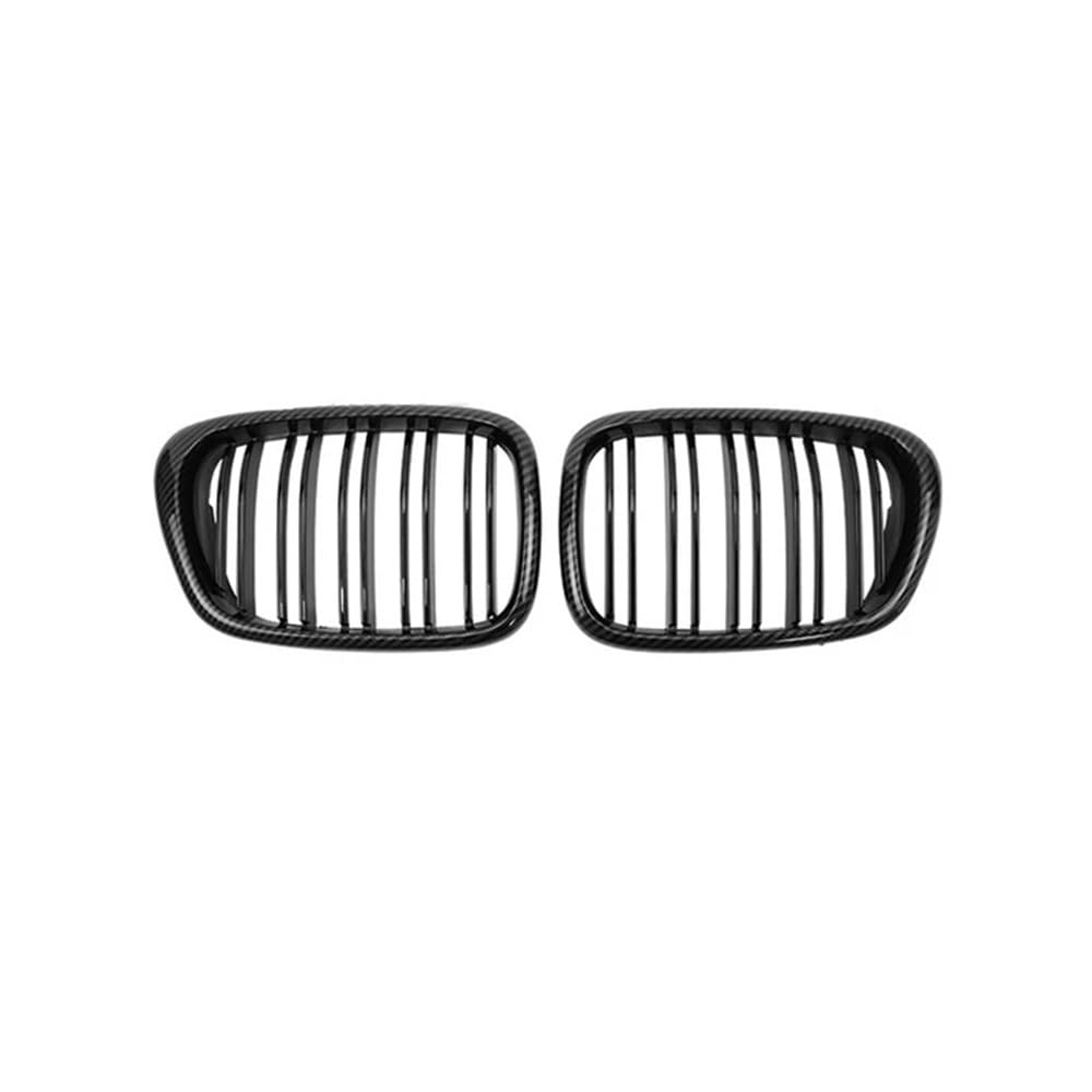 Auto-Frontgrillgitter Carbon Fiber 2Pcs Auto Vorderen Stoßfänger Haube Niere Grill Dual Lamellen Gitter Für BM&W Für E39 5-serie 525 528 1999 2000 2001 2002 2003 Front Kühlergrille(Kohlefaser) von NFNVEKESD