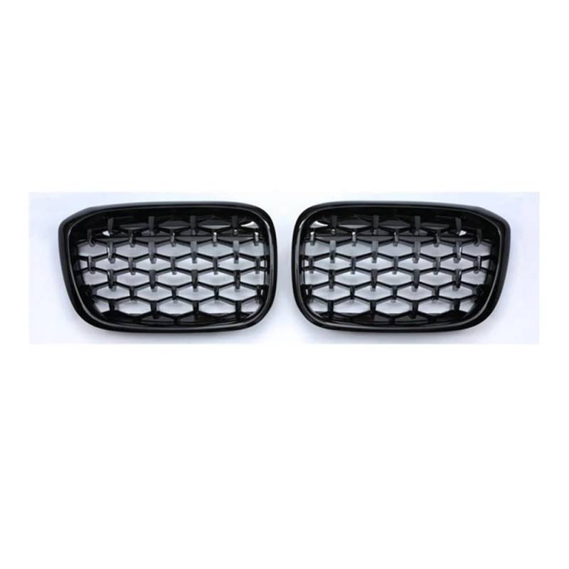 Auto-Frontgrillgitter Diamant Auto Front Stoßstange Grill Trim Racing Gitter Nieren Kühlergrill Glanz Schwarz 2 Stücke Für BM&W Für X3 G01 G08 X4 G02 2018 2019 2020 Front Kühlergrille(Schwarz glänzend von NFNVEKESD