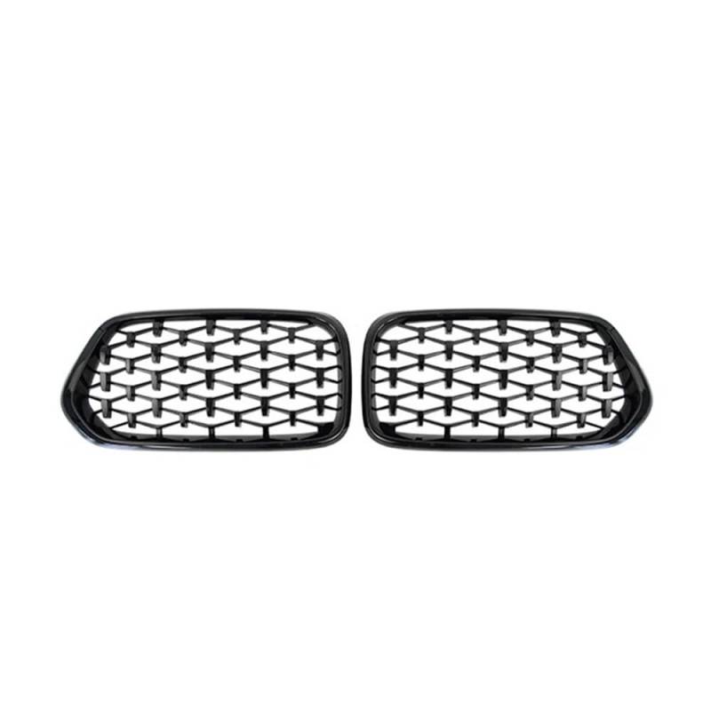 Auto-Frontgrillgitter Diamant Auto Front Stoßstange Nieren Grille Racing Grill Für BM&W Für X2 F39 2018 2019 2020 2021 2022 Glanz Schwarz Gitter Grills Trim Front Kühlergrille(Schwarz glänzend) von NFNVEKESD