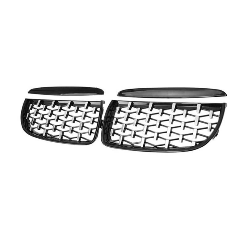 Auto-Frontgrillgitter Diamant Auto Front Stoßstange Nieren Kühlergrill Racing Grill Für BM&W Für X2 F39 2018 2019 2020 2021 2022 Glanz Schwarz Gitter Grills Trim Front Kühlergrille(Black Silver) von NFNVEKESD