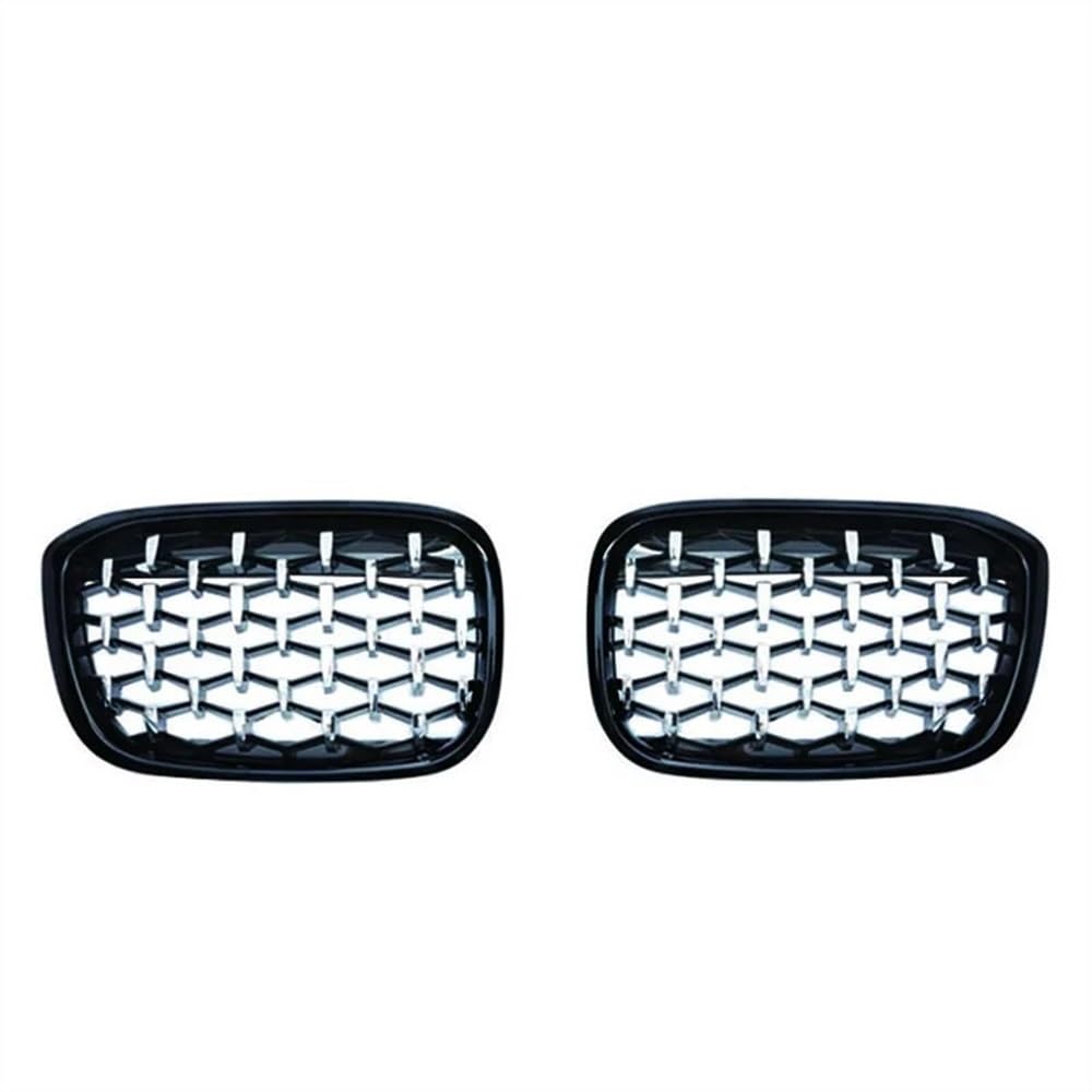 Auto-Frontgrillgitter Ein Paar Auto-Frontstoßstangengrills Diamond Racing Grille Nierengrill Für BM&W Für X3 G01 G08 X4 G02 2018 2019 2020 2021 Meteor-Styling Front Kühlergrille(Black And Silver) von NFNVEKESD