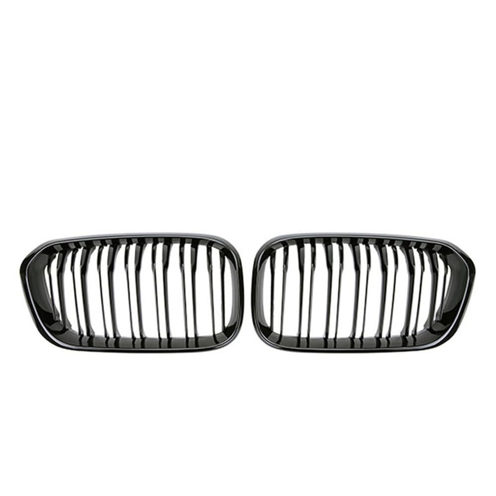 Auto-Frontgrillgitter Für BM&W F20 F21 LCI 120i 1Serie 2015-2017 2PCS Auto Vorderen Stoßfänger Nieren Grills Doppel Lamellen Linie Ersatz Grill Racing Grille Front Kühlergrille(Glossy Black) von NFNVEKESD