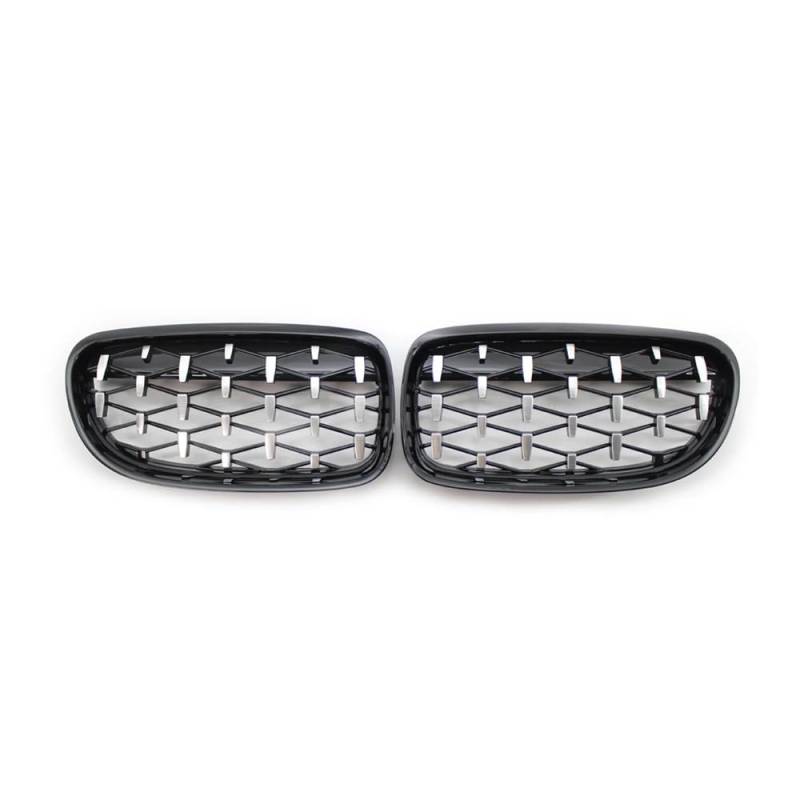 Auto-Frontgrillgitter Glänzender Schwarzer Chrom-Diamant-Meteor-Kühlergrill Für BM&W 3er-Serie E90 4-Türer LCI Facelift 2009-2012 51137201969 51137201970 Front Kühlergrille(Schwarzer Splitter) von NFNVEKESD