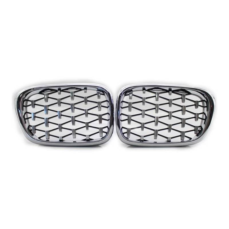 NFNVEKESD Auto-Frontgrillgitter 1 Paar Auto-Front-Nierengrill Diamant-Grills Meteor-Stil Renngrills Für BM&W Für E39 5er-Serie 525i 528i 530i 1999-2003 Front Kühlergrille(All Silver) von NFNVEKESD