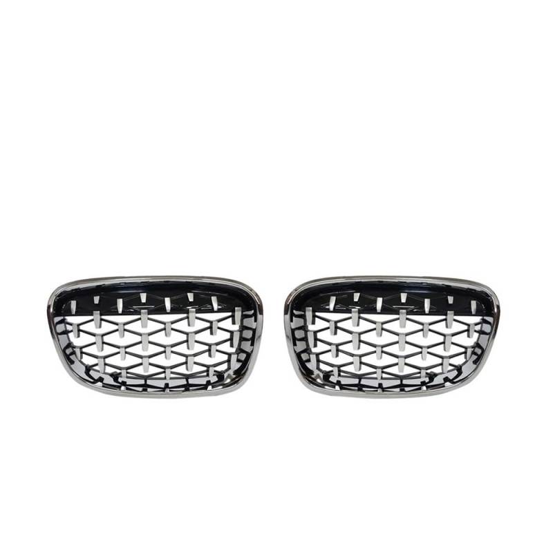 NFNVEKESD Auto-Frontgrillgitter 2PCS ABS Diamant Grill Front Stoßstange Nieren Gitter Für BM&W Für 1 Serie F20 F21 116i 118i 2011 2012 2013 2014 Ersatz Grille Front Kühlergrille(Full Silver) von NFNVEKESD