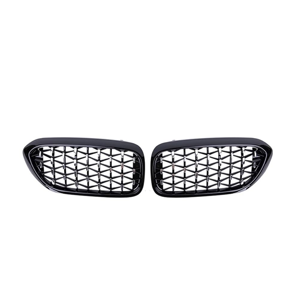 NFNVEKESD Auto-Frontgrillgitter 2PCS Auto Kühlergrill Stoßstange Niere Grill Für BM&W Für 5 Serie G30 G31 G38 2018 2019 2020 Chrom Diamant Racing Grills Meteor Stil Front Kühlergrille(Black Silver) von NFNVEKESD