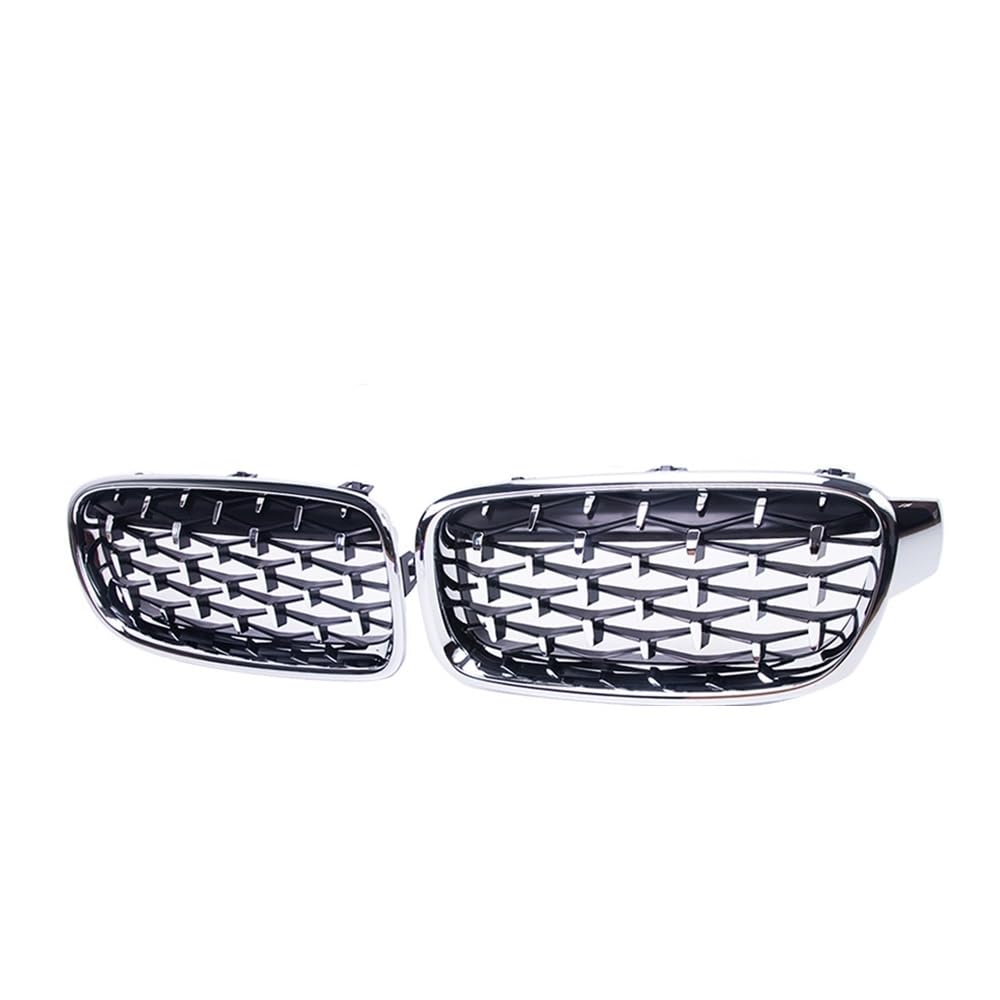 NFNVEKESD Auto-Frontgrillgitter 2PCS Für BM&W 3 Serie F30 F35 F31 2012-2018 Auto Diamant Nieren Grills Racing Gitter Meteor Stil Stoßstange Grill Auto Styling Teile Front Kühlergrille(All Silver) von NFNVEKESD