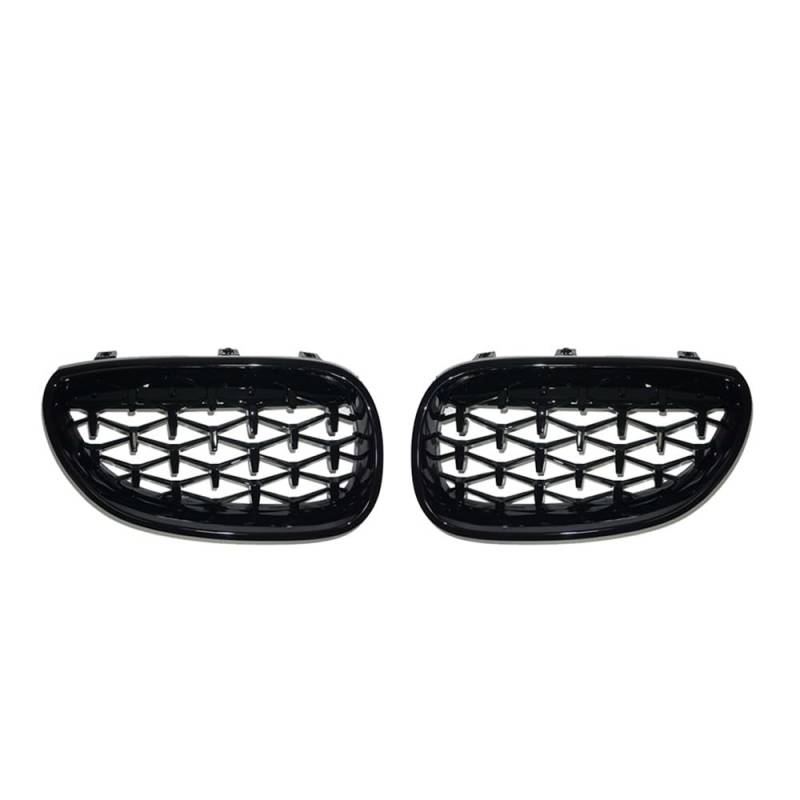 NFNVEKESD Auto-Frontgrillgitter 2PCS Für BM&W E60 E61 550i 535i M5 2004-2009 Auto Vorderen Stoßfänger Grills Racing Grill Diamant Niere Grille Meteor Stil Ersatz Front Kühlergrille(Glossy Black) von NFNVEKESD