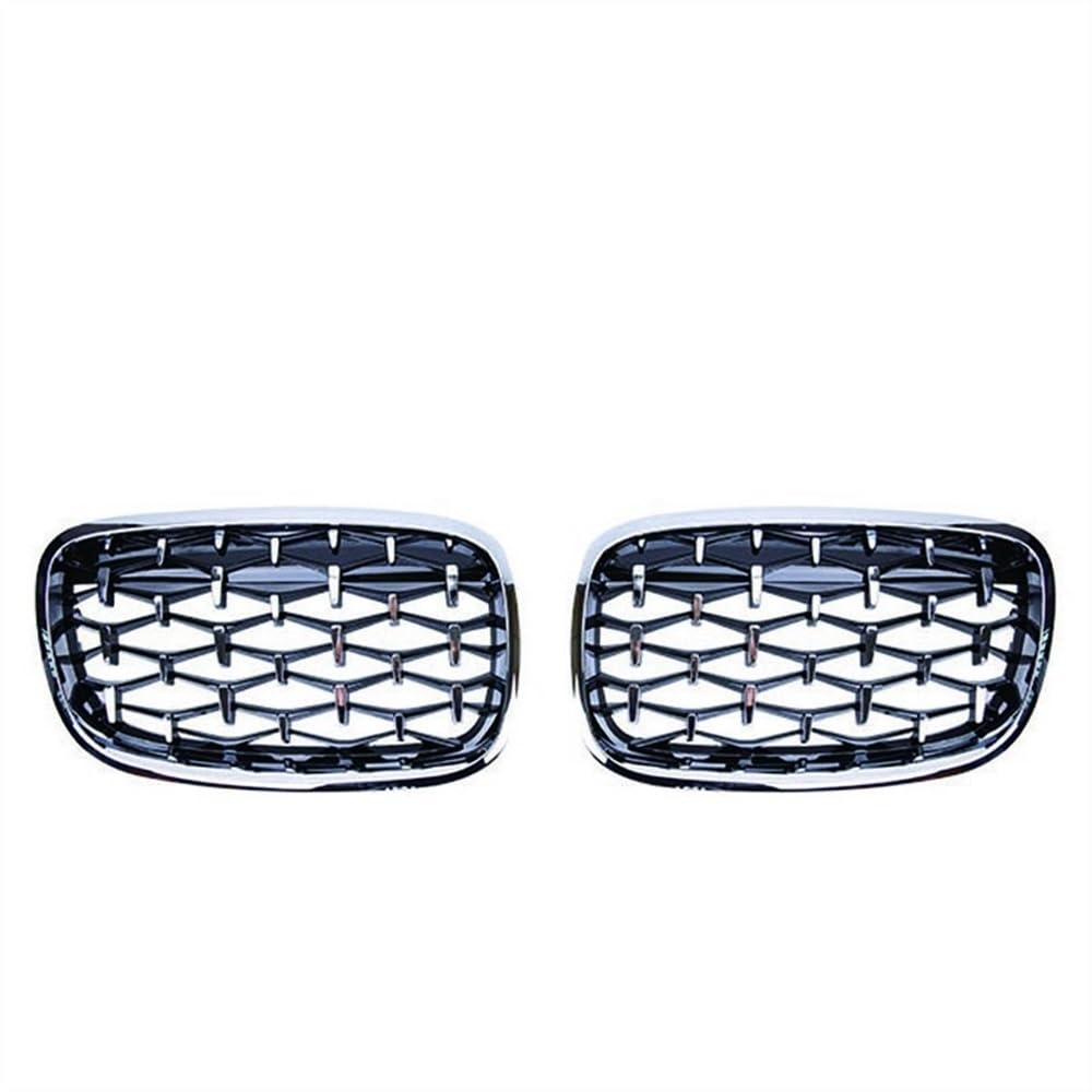 NFNVEKESD Auto-Frontgrillgitter 2PCS Für BM&W X5 X6 E70 E71 2006-2010 2011 2012 2013 Racing Grills Diamant Nieren Grille Chrom Meteor Stil Frontschürze Grill Front Kühlergrille(Full Silver) von NFNVEKESD